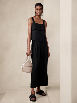 Mia Wide-Leg Cropped Linen Pant | Banana Republic (US)
