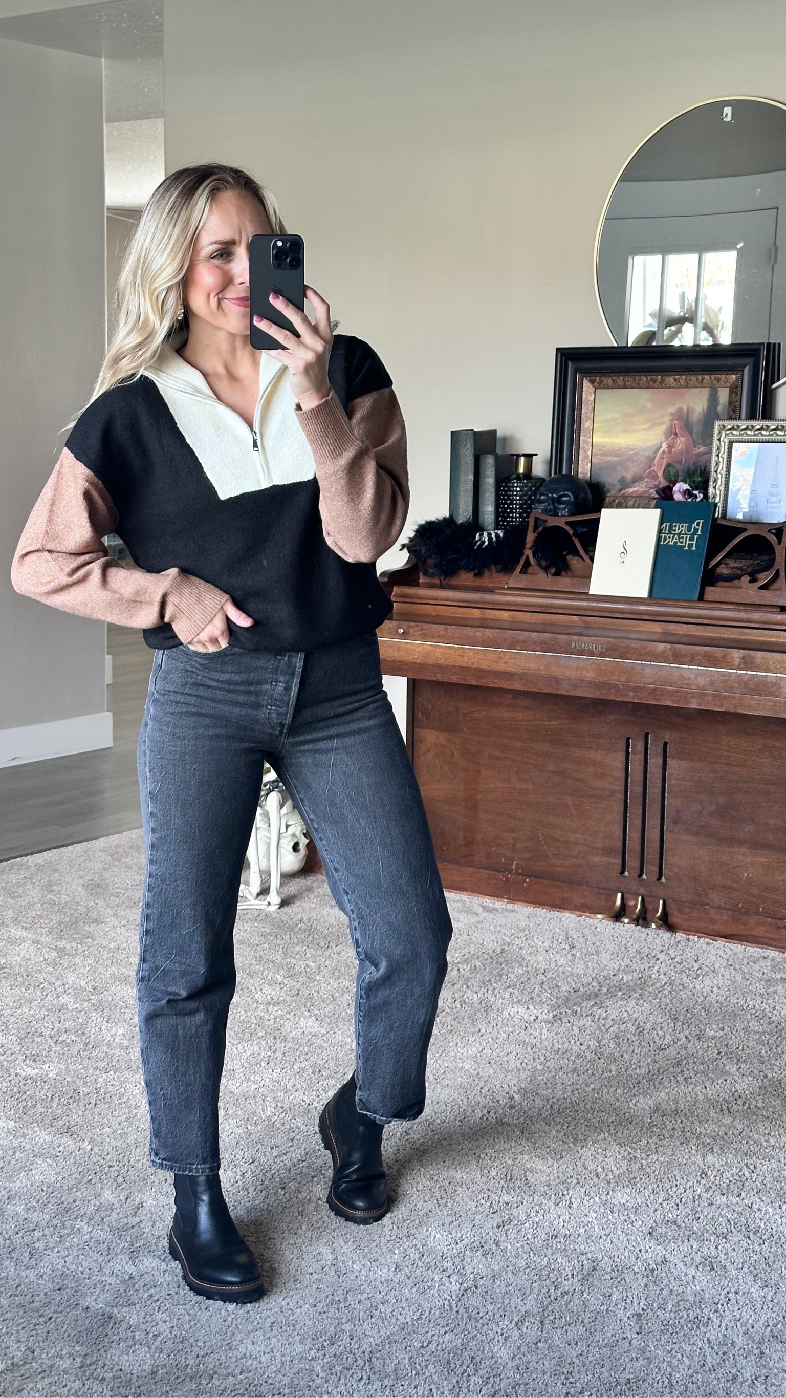 Fall outfit idea! Love the color block in this sweatshirt.

True to size!

#LTKSeasonal #LTKFindsUnder100 #LTKStyleTip