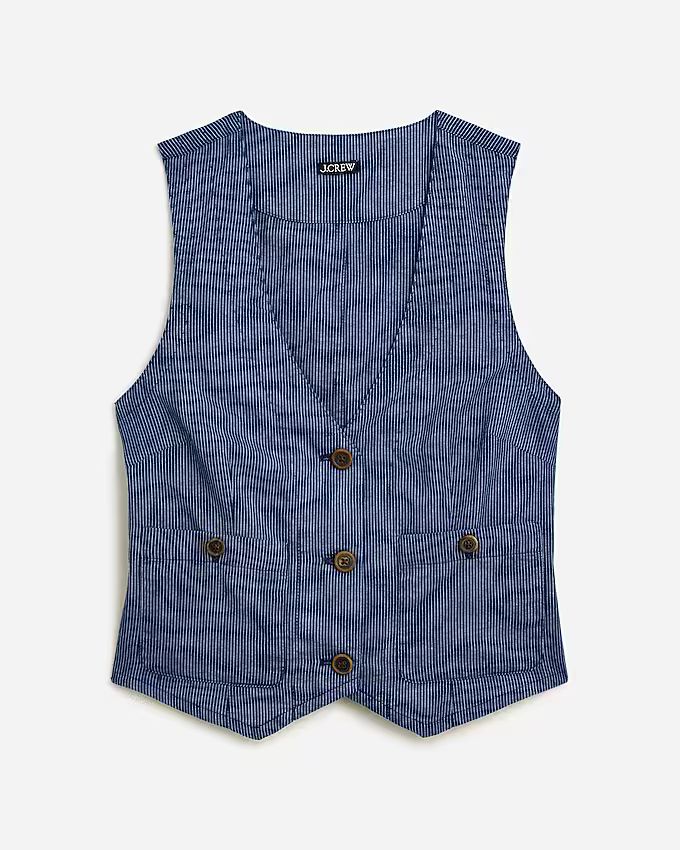 Patch-pocket vest in indigo stripe | J.Crew US