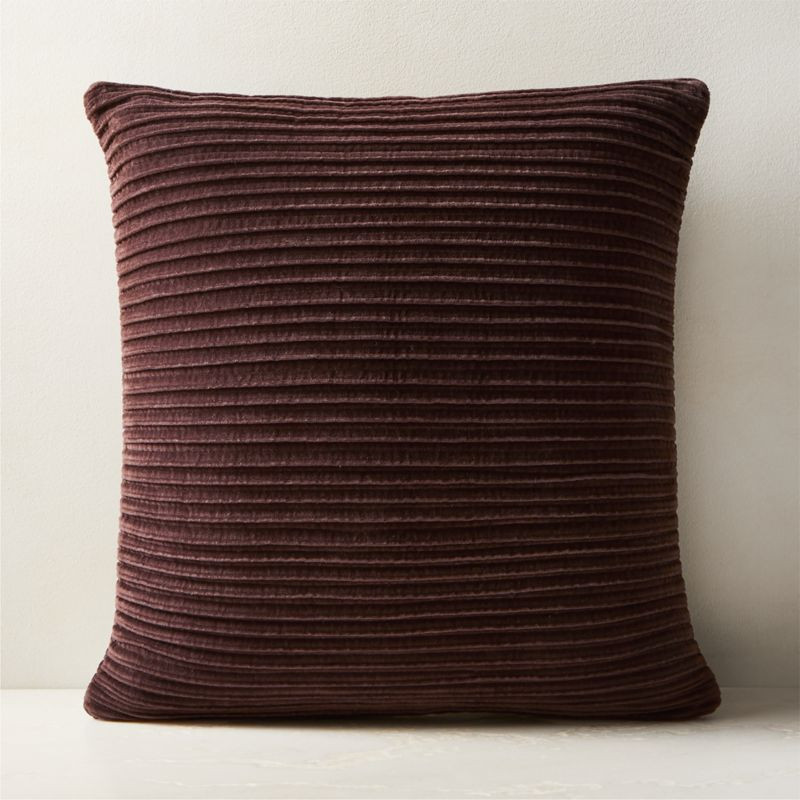 Paola Pleated Dark Brown Velvet Throw Pillow Cover 20'' | CB2 | CB2