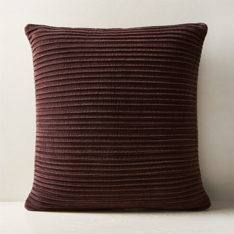 Paola Pleated Dark Brown Velvet Throw Pillow with Feather-Down Insert 20'' | CB2 | CB2