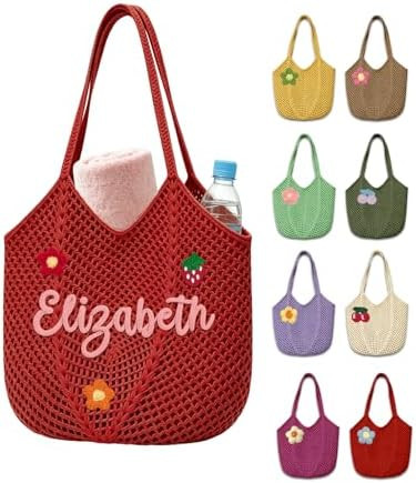 MilSall Personalized Crochet Beach Tote Bag Custom Large Travel Beach Bags Name Customized Croche... | Amazon (CA)