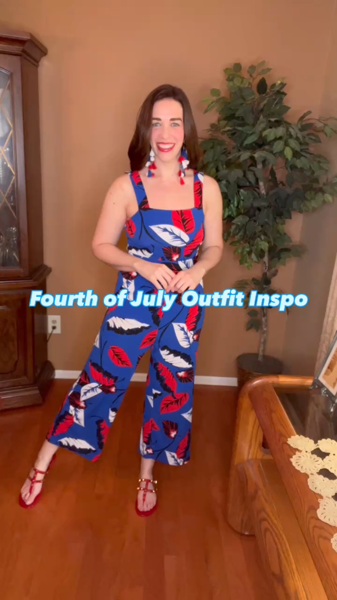 Tropical print jumpsuit (small). Red studded sandals (8.5). #jumpsuit #tropicaljumpsuit #sandals #redsandals #studdedsandals #fourthofjulyoutfit #summeroutfit 
Sandals 

#LTKShoeCrush #LTKStyleTip #LTKFindsUnder100