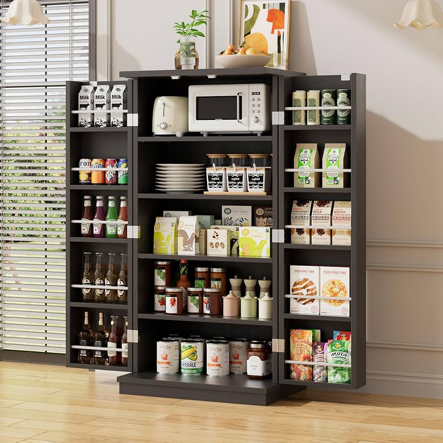 Meilocar Pantry Cabinet, 47in Wooden Kitchen Storage Pantry Cabinet, Freestanding Storage Cabinet... | Amazon (US)