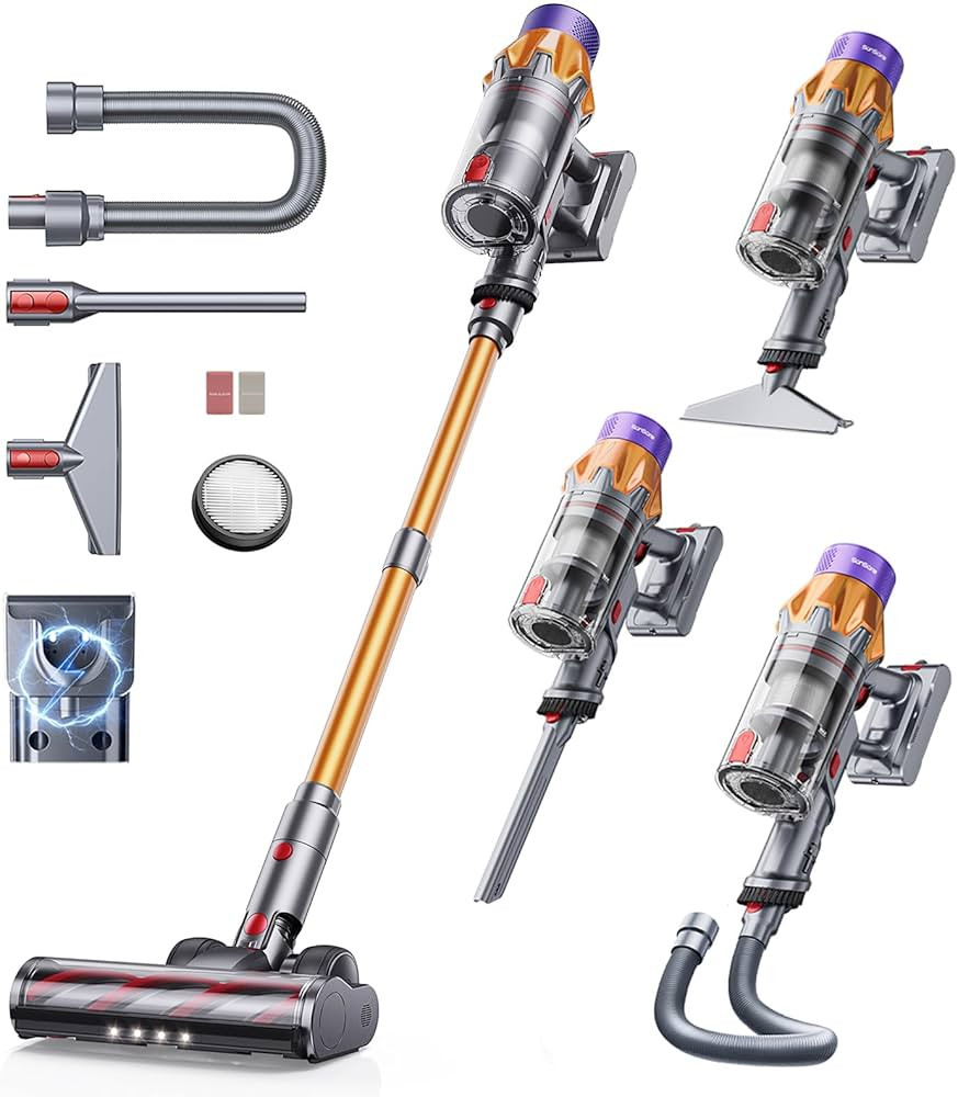 Cordless Vacuum Cleaner, 600W 50KPA 70Mins Vacuum Cleaners for Home,Stick Vacuum with Self-Standi... | Amazon (US)