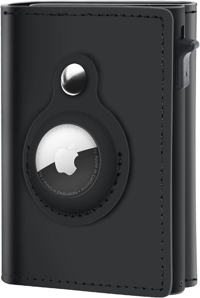 GAOCHALE AirTag Wallet Genuine Leather Air Tag Wallet RFID Technology Credit Card Holder with Min... | Amazon (US)