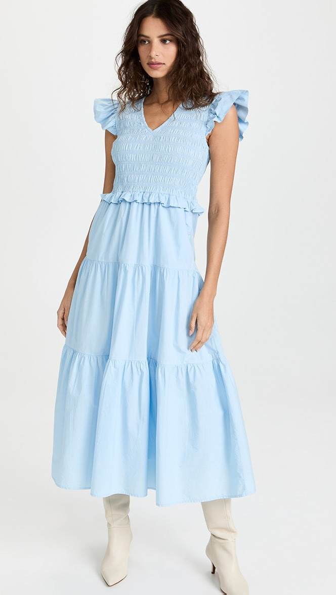 Smocked Tiered Midi Dress | Shopbop