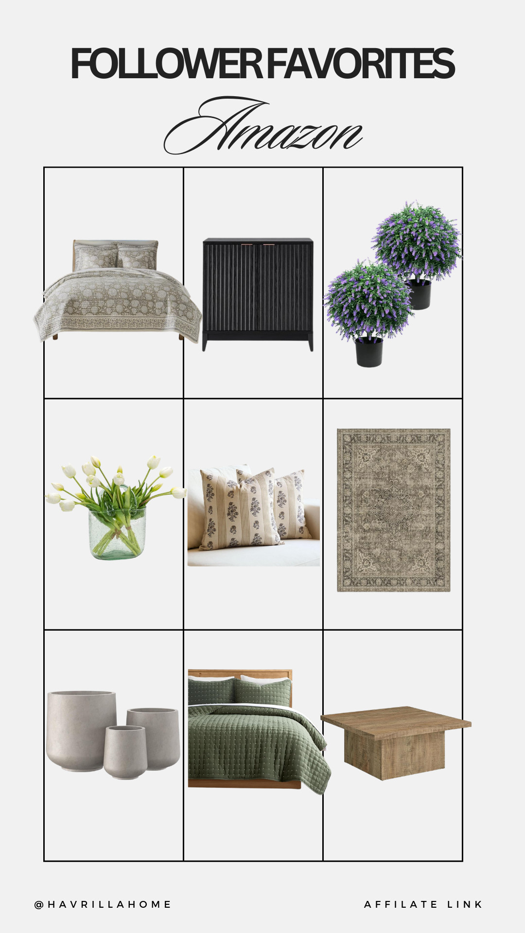 Amazon home decor favorites, neutral bedroom decor amazon, black fluted cabinet, faux tulip arrangement, neutral area rug vintage style, organic modern bedding green, decorative throw pillows neutral, modern concrete planters, wood coffee table square, affordable amazon furniture finds, curated amazon storefront, havrillahome favorites, timeless neutral home decor 

 

#LTKHome