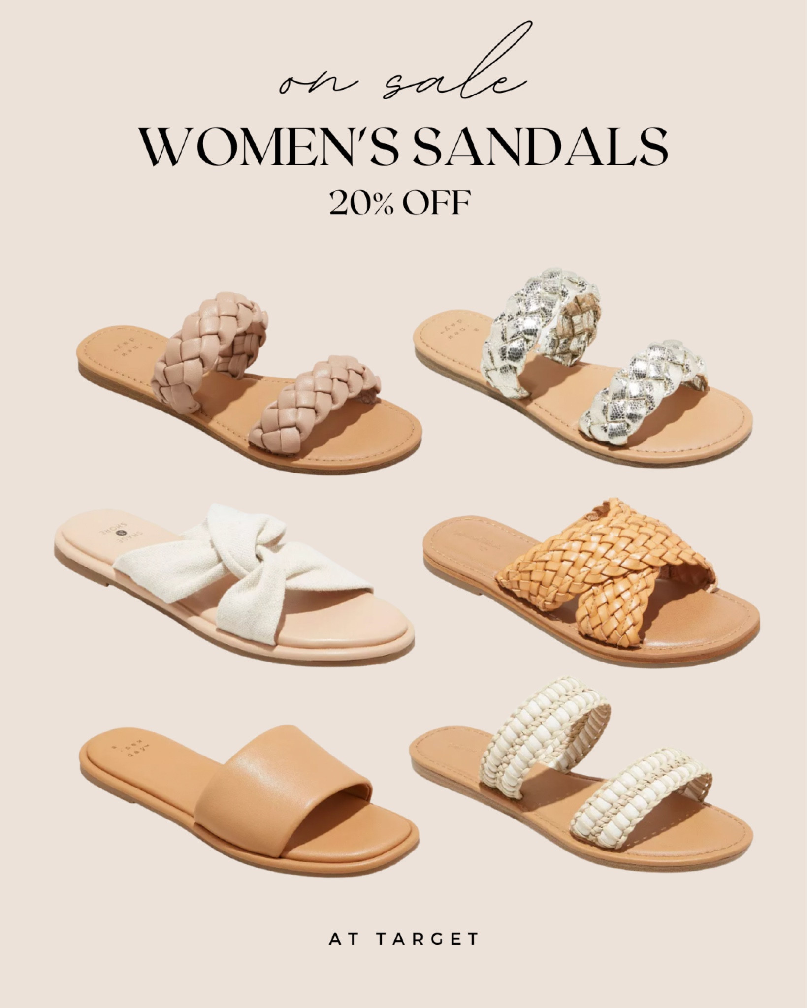 Women’s Sandals at Target! Perfect for spring or summer. On sale right now for Presidents Day! 

These are all flats in neutral tones with lots of white, brown and some silver. Could be causal or more fancy! 

#target #sandals #shoes #spring #summer

#LTKSale #LTKshoecrush #LTKSeasonal