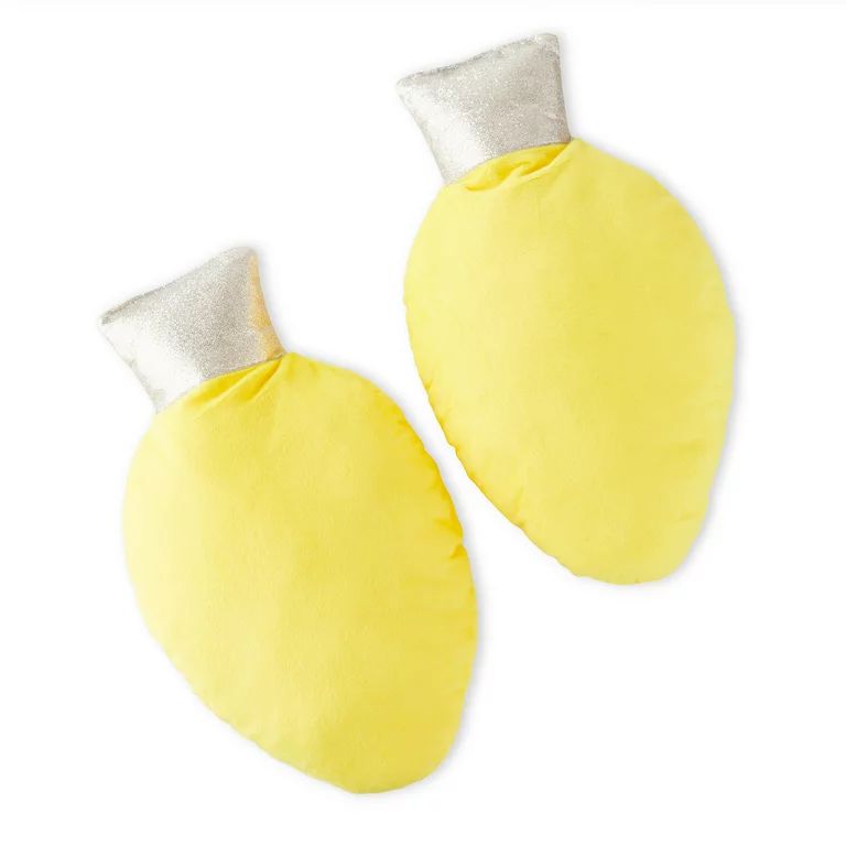 Holiday Time Christmas 15 inch Yellow C9 Bulb Decorative Pillows Plush, 2-pack | Walmart (US)