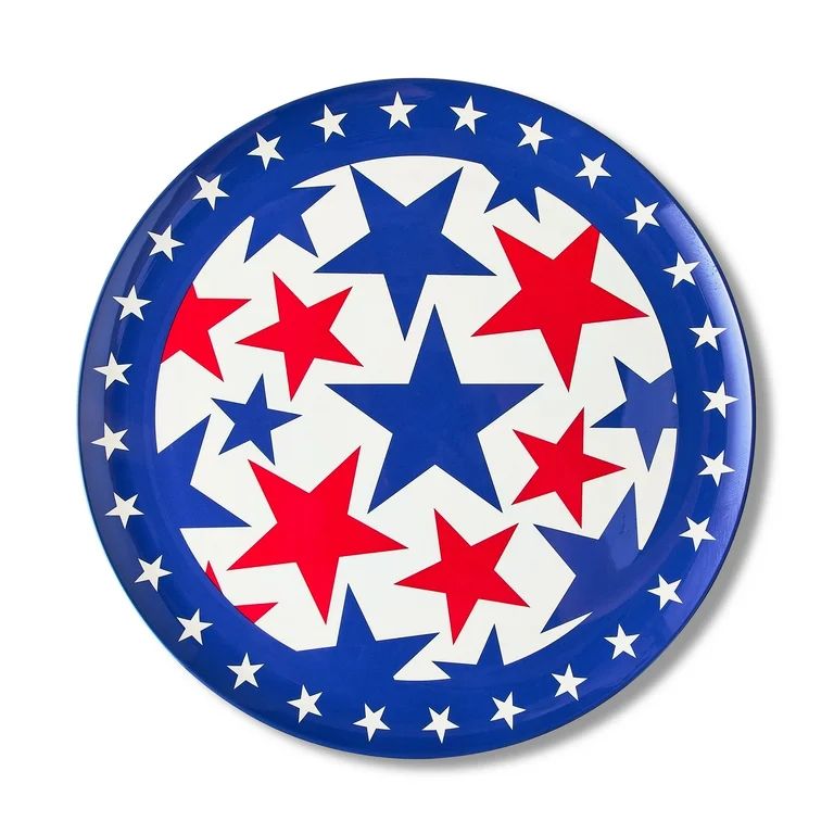 Patriotic Red and Blue Star Round Melamine Serving Tray, 14.5", by Way To Celebrate | Walmart (US)