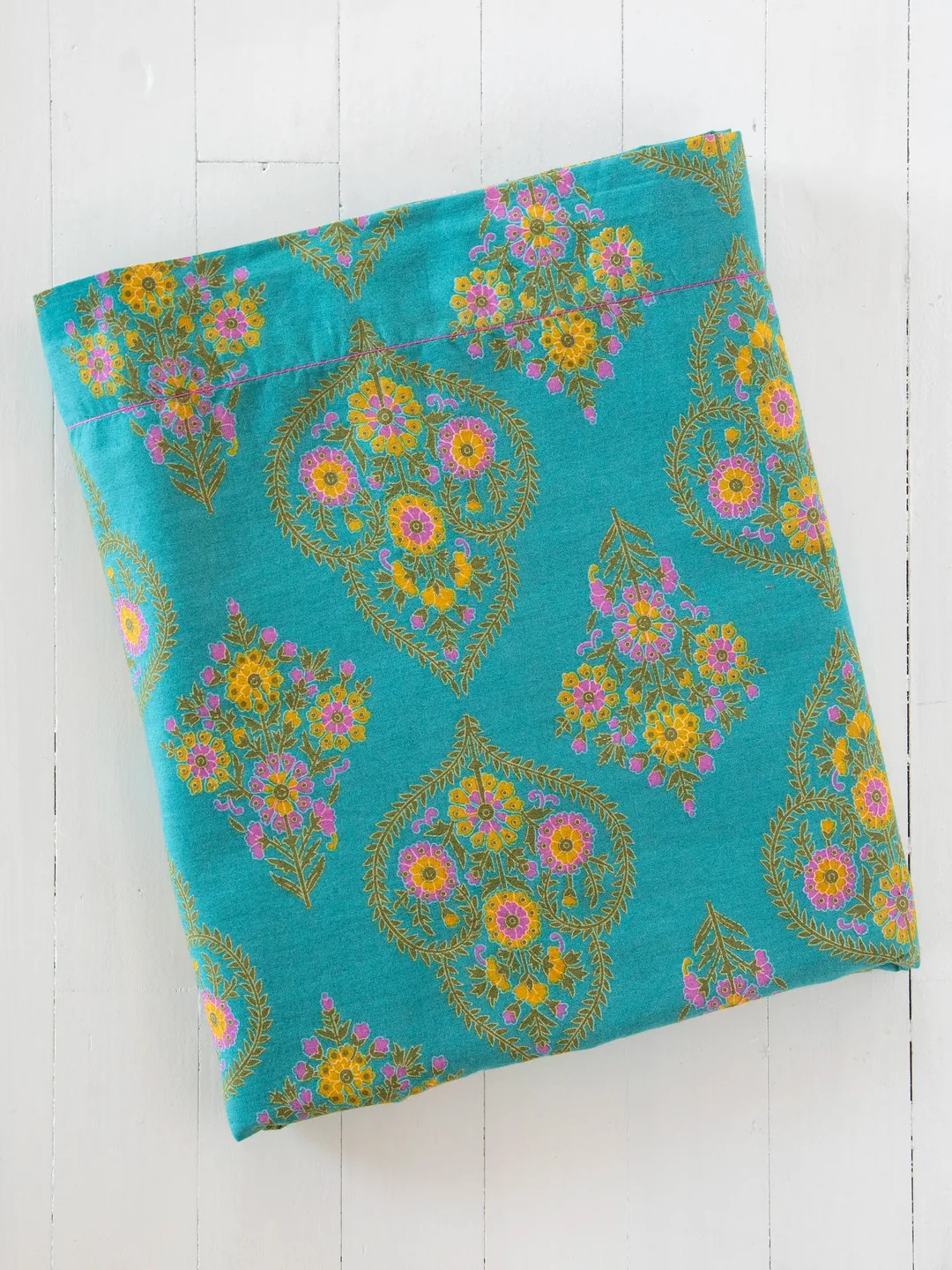 Mix & Match Cotton Flat Sheet - Teal Willow Medallion | Natural Life