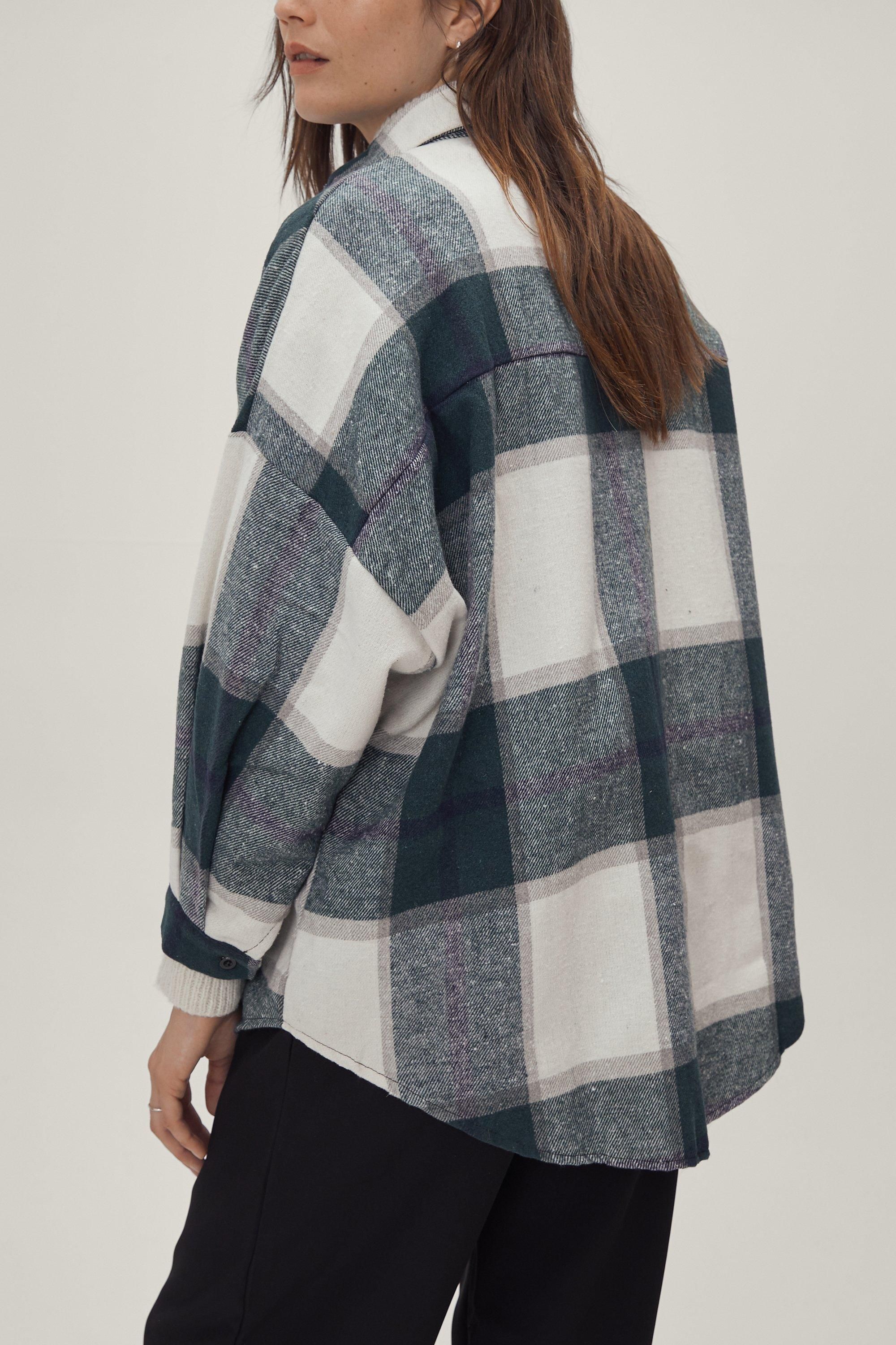 Faux Wool Oversized Check Print Shacket | Nasty Gal (US)