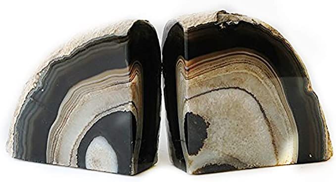 JIC Gem Agate Bookend(s) Black Bookshelf Decor geode bookends 1 Pair 2 to 3 Lbs from Brazilian wi... | Amazon (US)