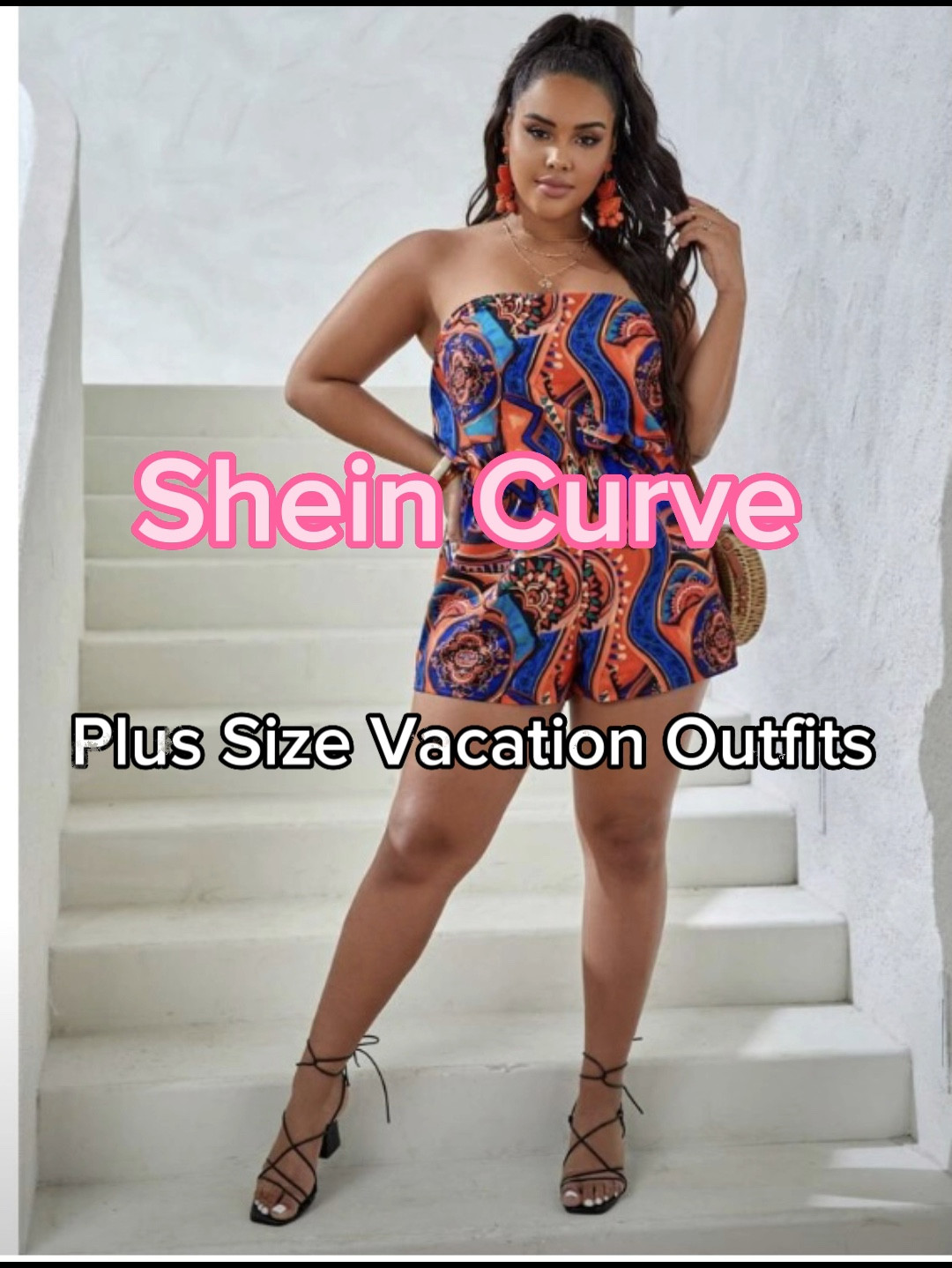 SHEIN CURVE+ Plus Allover Print Ringer Dress