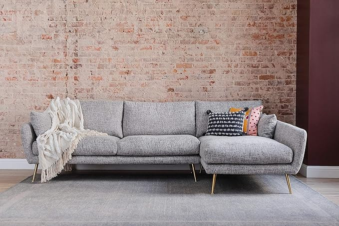 Edloe Finch Modern Sectional Sofa Right Facing Chaise Down Feather Cushions, Grey | Amazon (US)