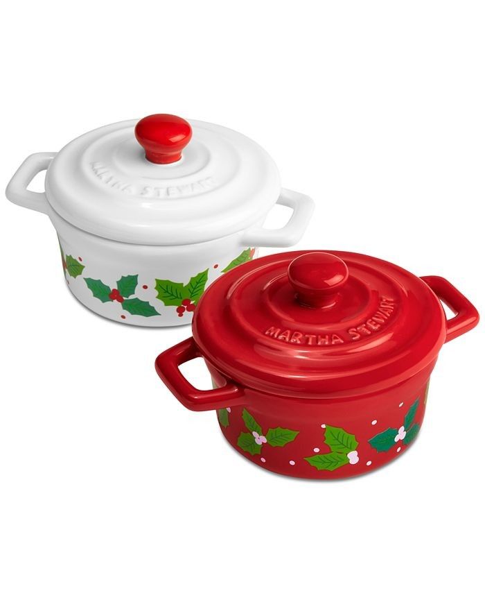 Martha Stewart Collection Holiday 2-Pc. Holly Cocottes, Created for Macy's & Reviews - Cookware -... | Macys (US)