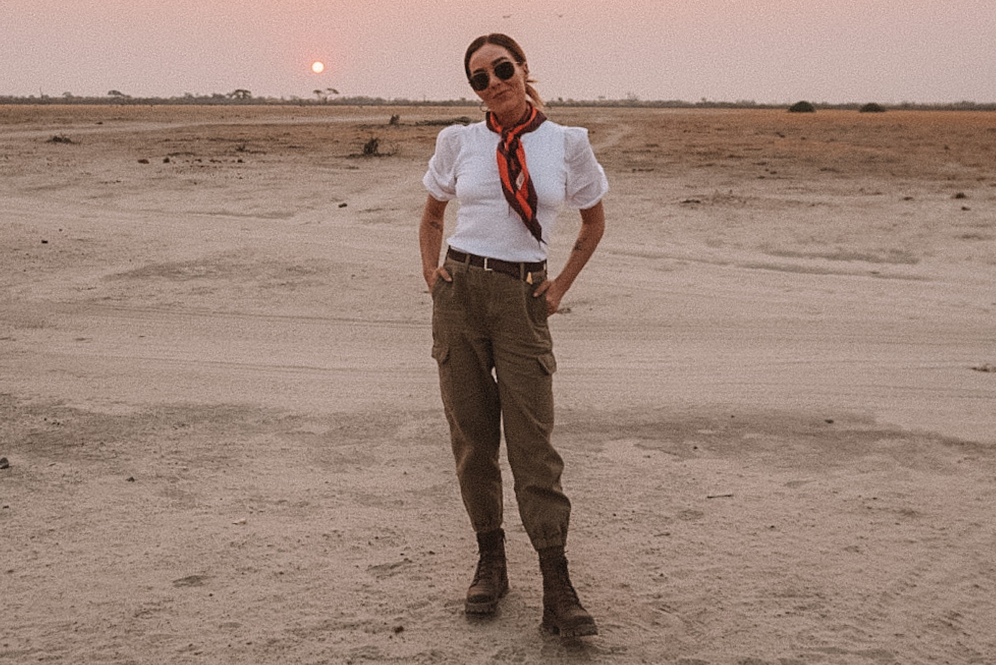 This J.Crew puff sleeve shirt is a must for a feminine touch on safari!
Wearing vintage Christian Dior silk scarf & vintage Gucci belt, so linked other options for ya , because the pop of color makes the look🫶
Utility pants are Madewell & combat boots are Sam Edelman. 

#LTKsalealert #LTKtravel #LTKstyletip