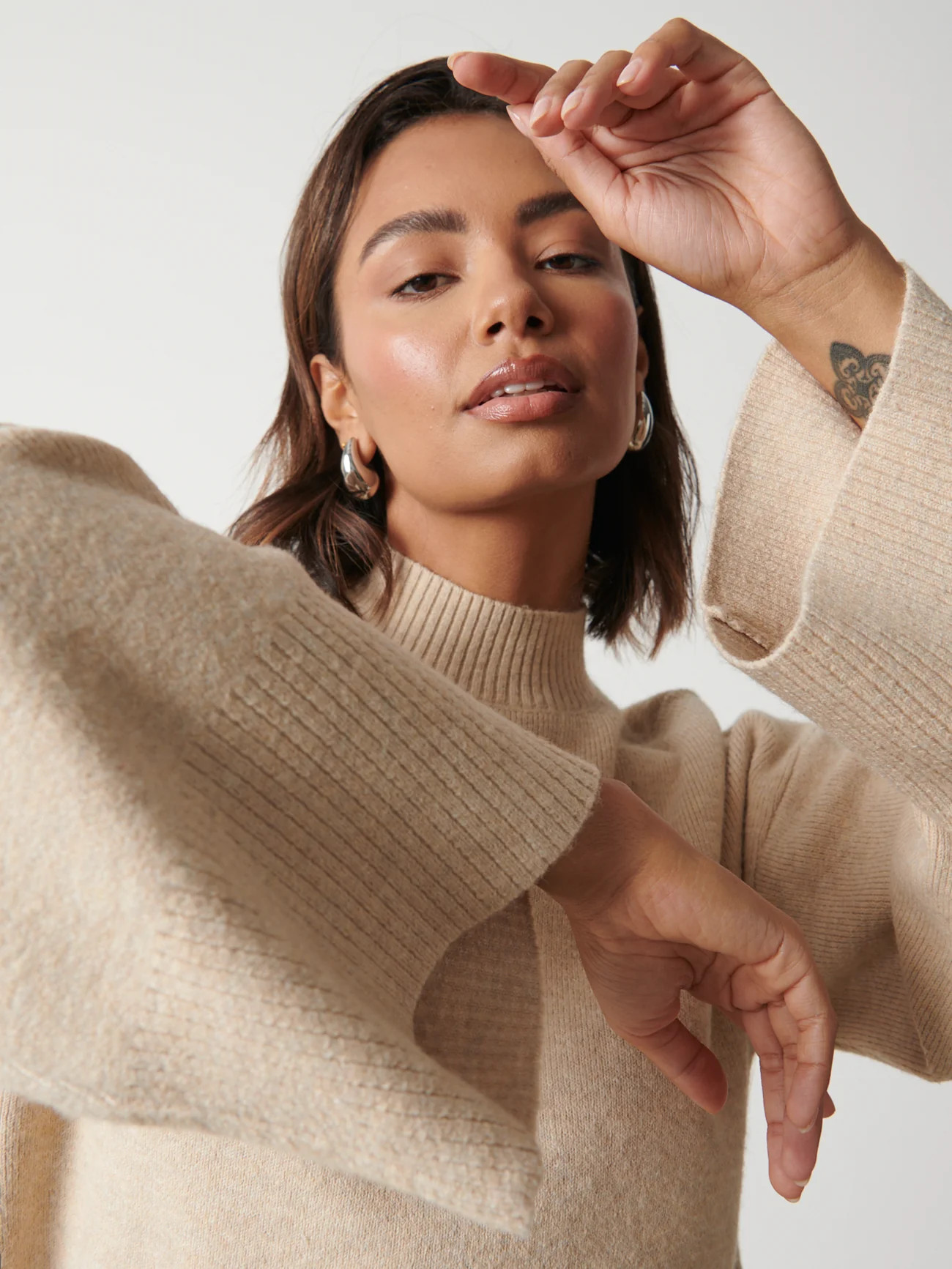 Sloane Kimono Sleeve Jumper - Oatmeal | Pretty Lavish (UK)