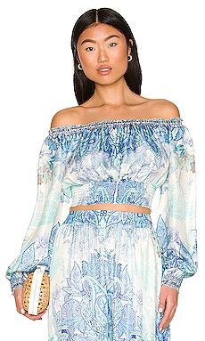 Camilla x REVOLVE Shirred Waist Top in Cali Dreaming from Revolve.com | Revolve Clothing (Global)