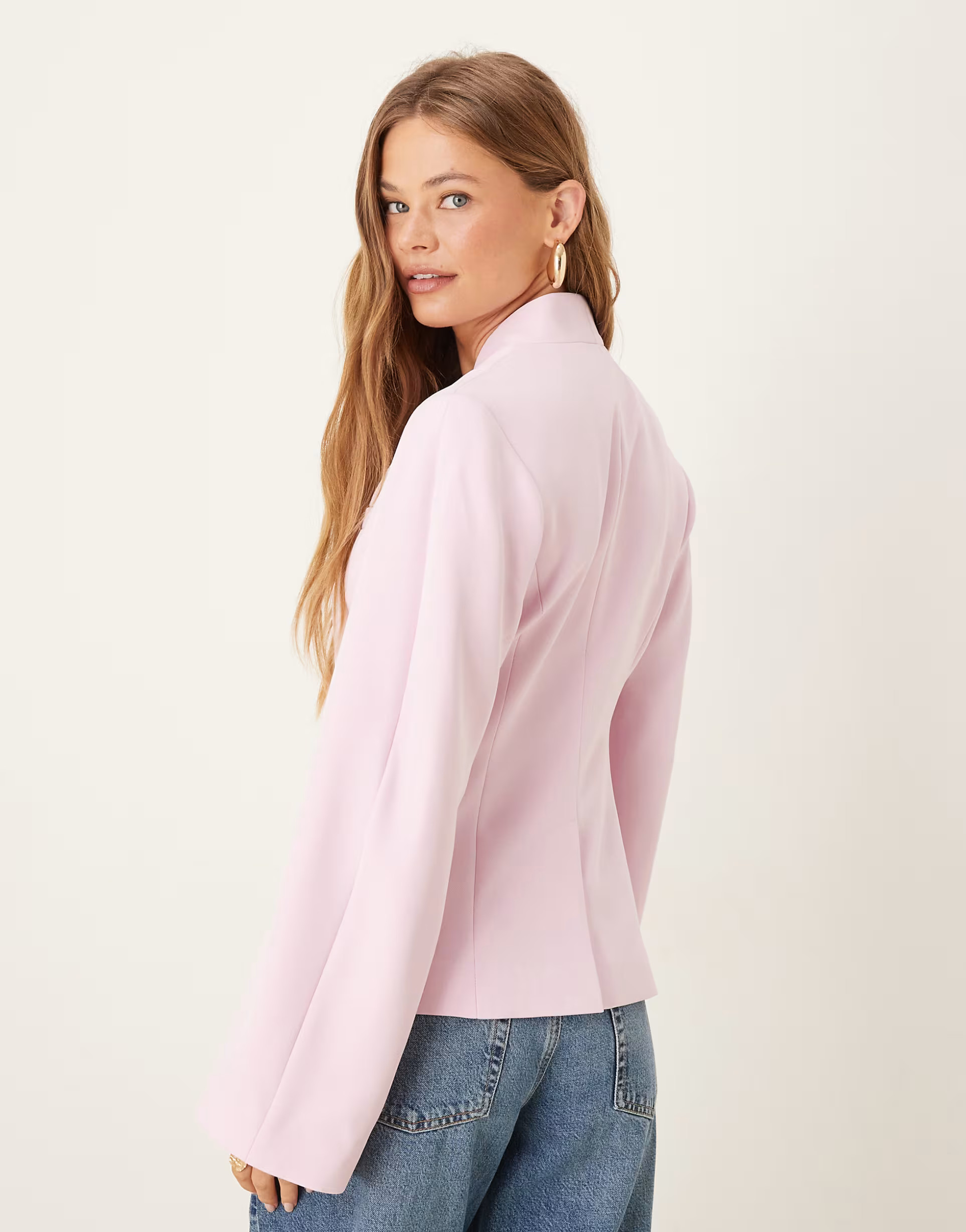 ASOS DESIGN - Elegante blazer zonder kraagje met cocoonmouwen in roze | ASOS (Global)