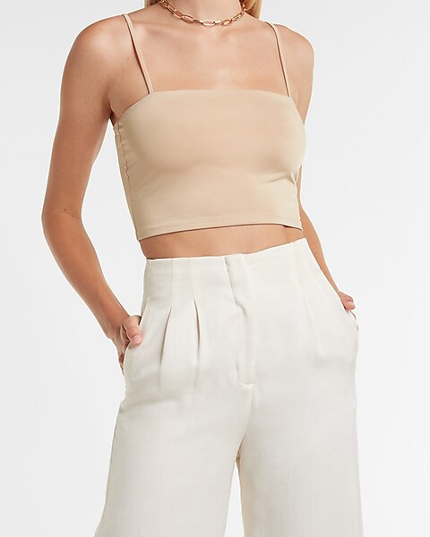 Body Contour Double Layer Cropped Square Neck Cami | Express