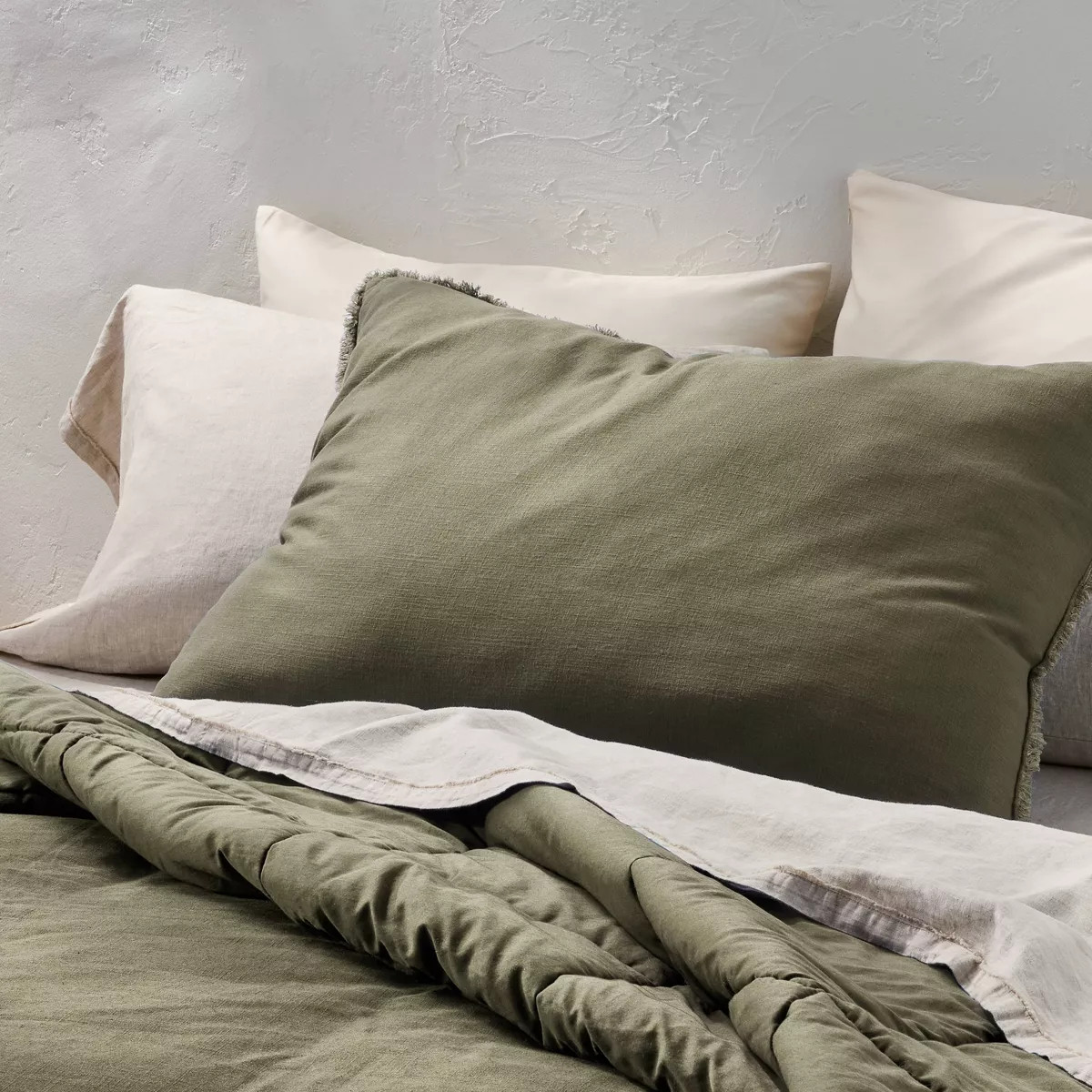 King Euro Heavyweight Linen Blend Decorative Throw Pillow Olive Green - Casaluna™ | Target