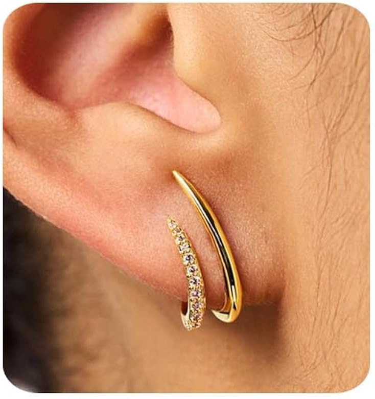 Gold Earrings for Women Trendy 14K Gold Stud Earrings Dainty Minimalist Simple Hypoallergenic Ear... | Amazon (US)