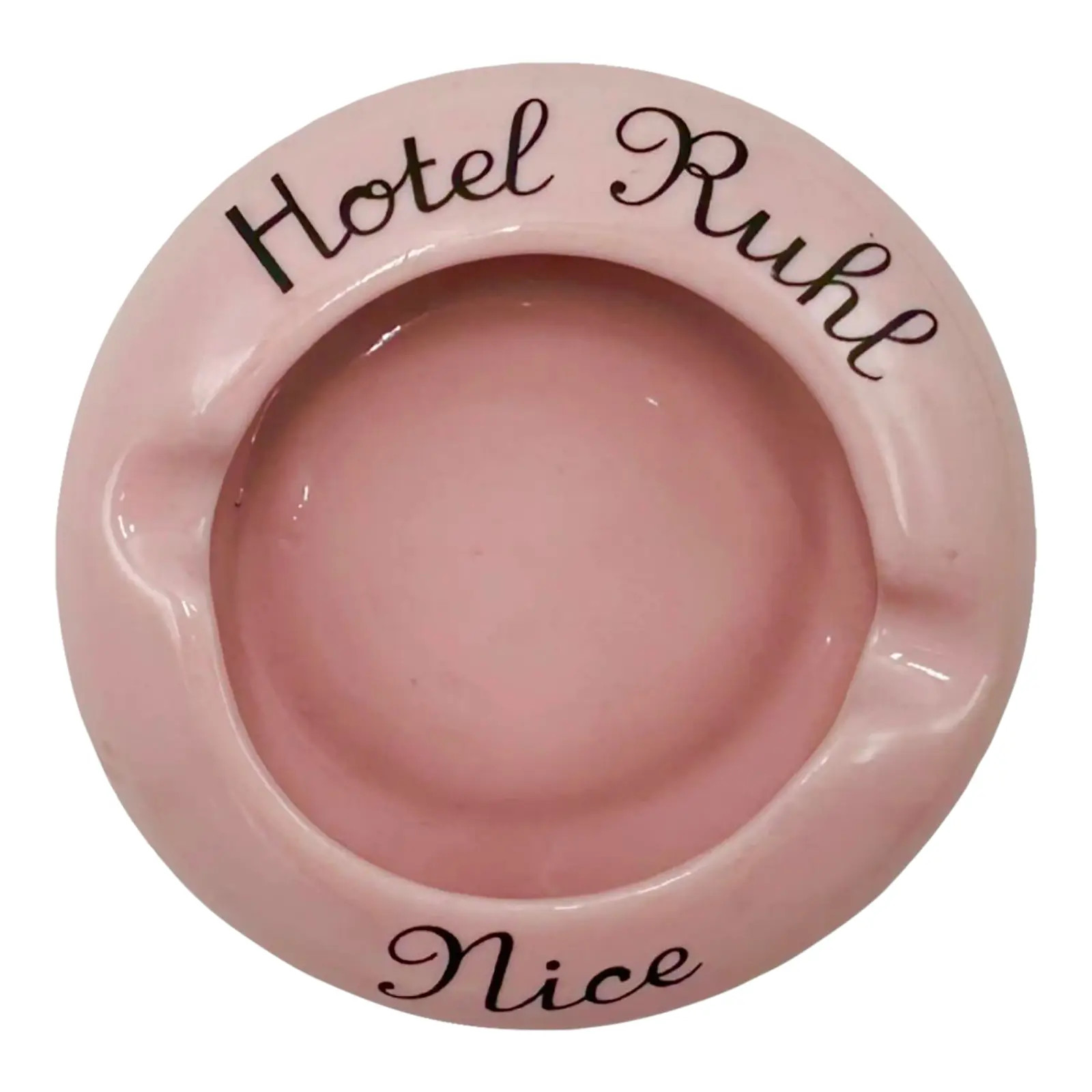 Vintage 5-Star Hotel Ruhl Nice Ashtray France Pink Ceramic Catchall Dish | Chairish