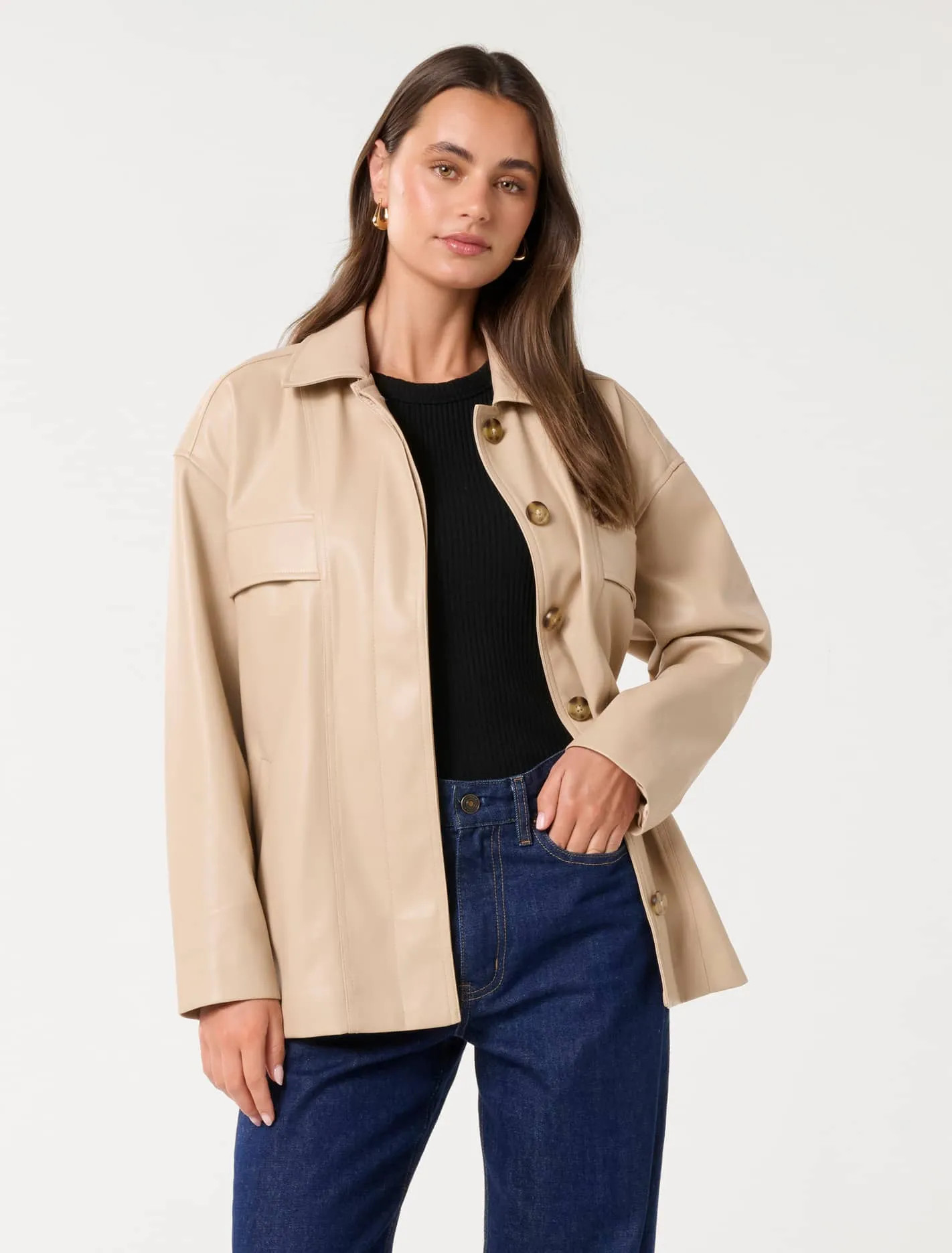 Karli Faux Leather Shacket | Ever New (CA)
