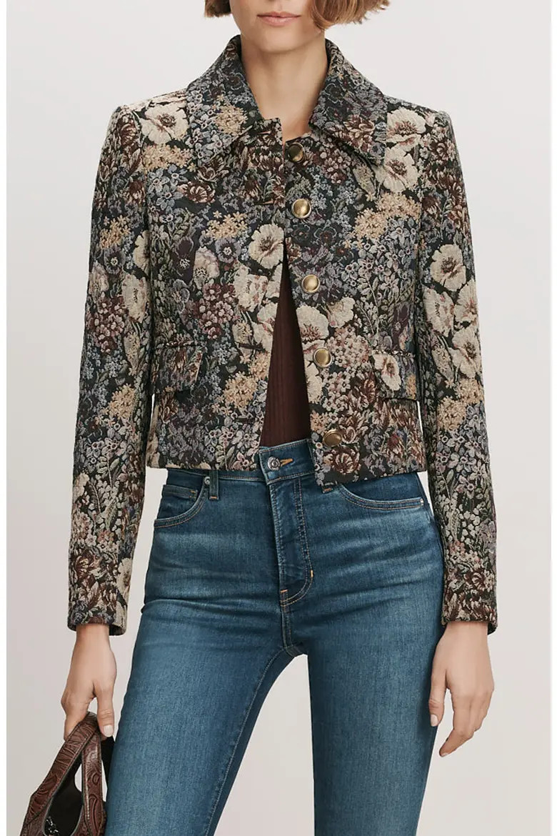 Veronica Beard Mabel Floral Tapestry Jacket in Dark Eggplant Multi at Nordstrom, Size Small | Nordstrom