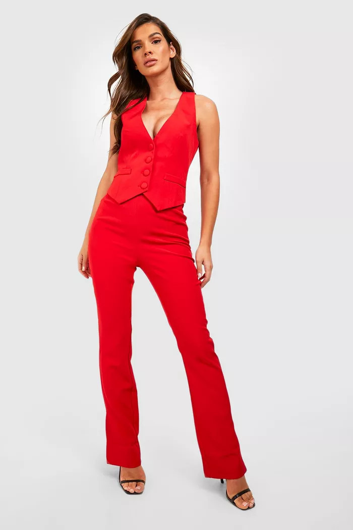 Fitted Plunge Front Tailored Vest | boohoo (US & Canada)
