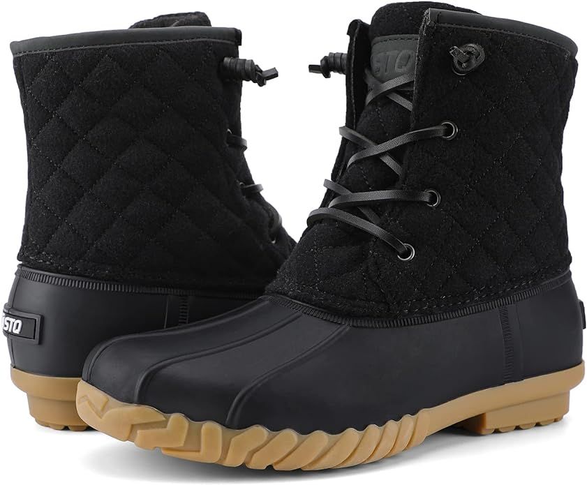 STQ Duck Boots Women Winter Snow Boots Waterproof Insulated with Zipper | Amazon (US)