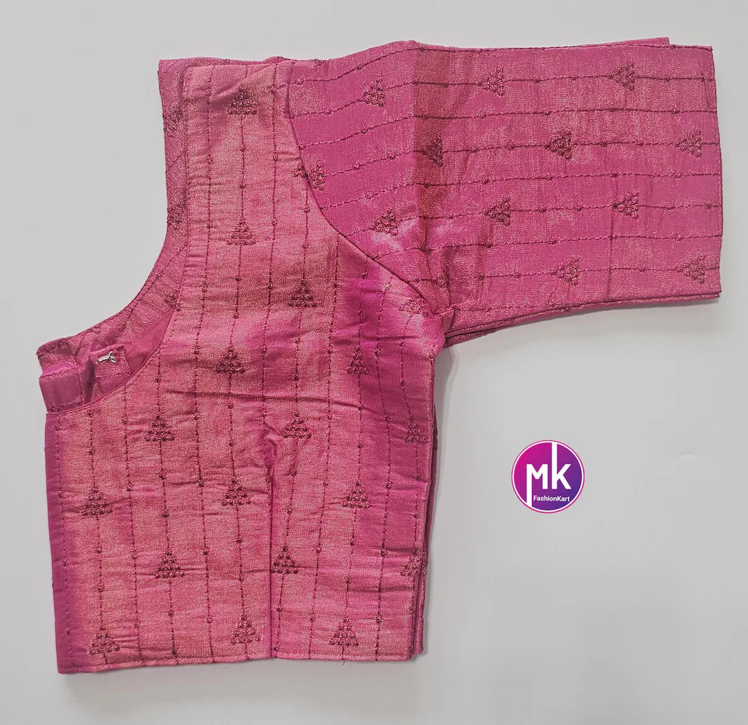 Readymade Saree/Lehenga Blouse - Vibrant color triangle design Embroidery work silk base blouse -... | Etsy (US)