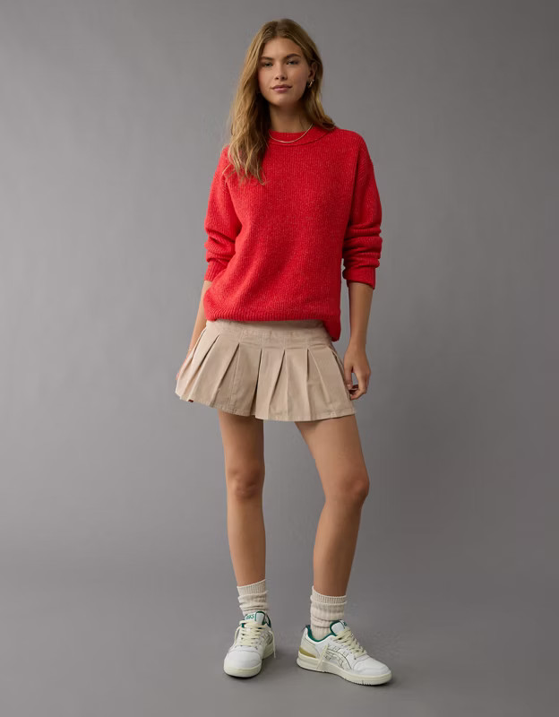 AE Corduroy High-Waisted Pleated Mini Skort | American Eagle Outfitters (US & CA)