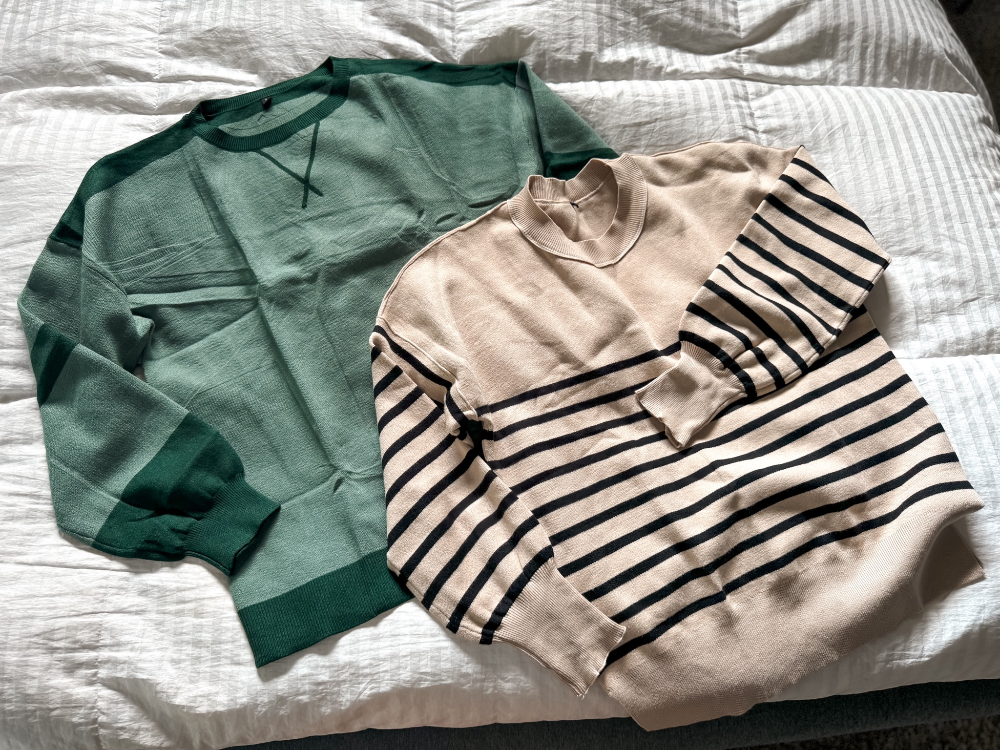 Two must have sweaters for fall Amazon fashion finds!

Striped colorblock sweater green oversized chunky sweaters. 

Legging friendly outfit ideas 