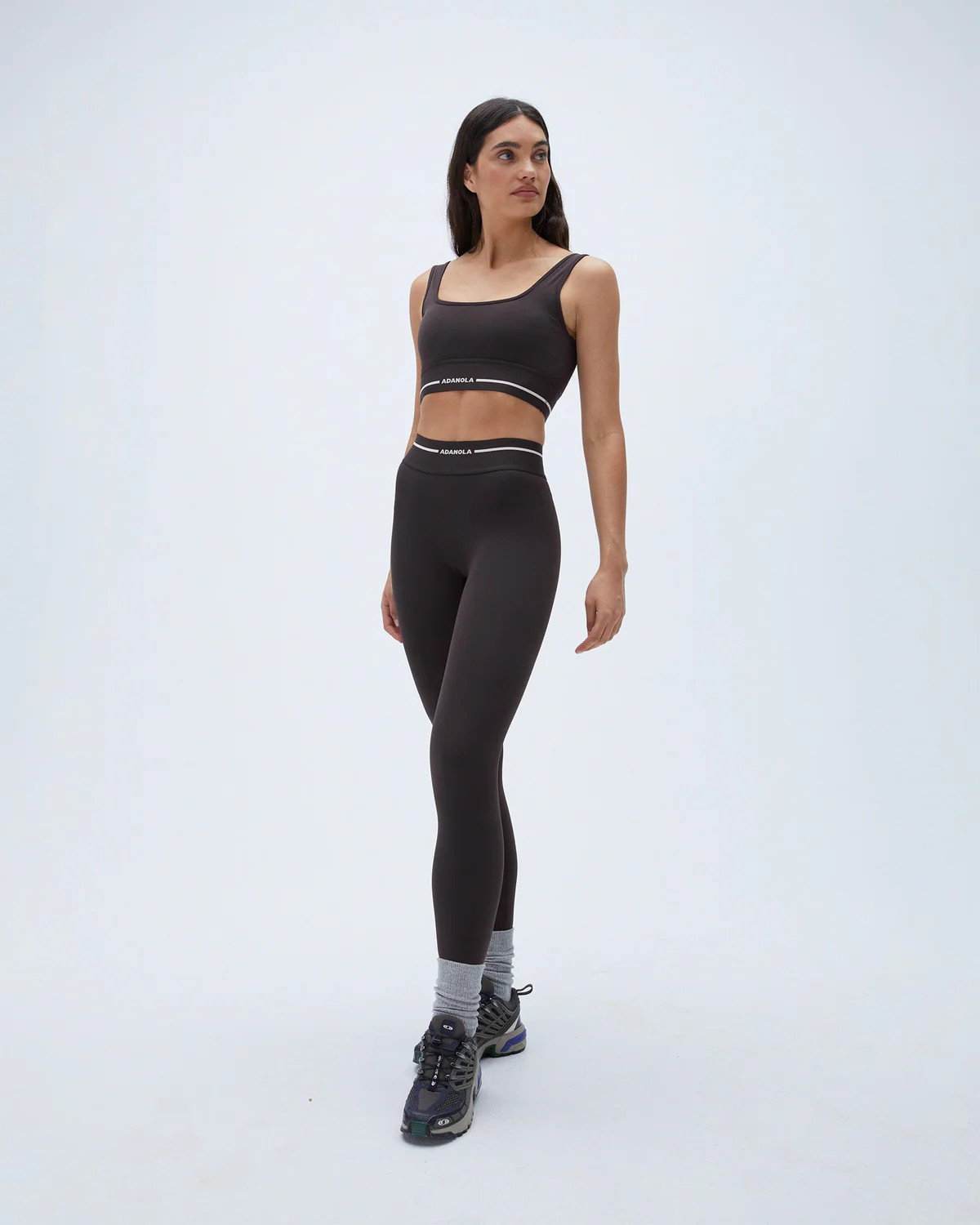 Branded Ultimate Leggings - Coffee Bean/Cream | Adanola UK