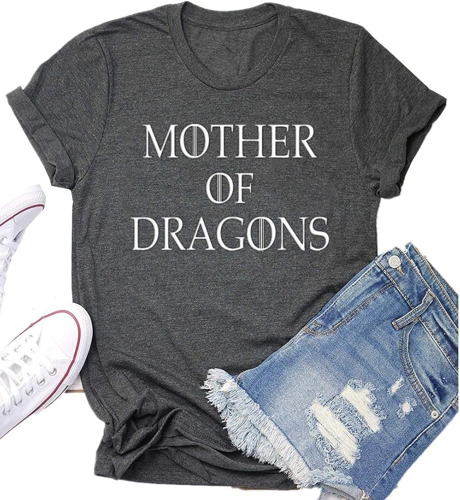 Mother of Dragons T Shirt Women Teen Girls Cute Graphic Tees Summer Short Sleeve Casual | Amazon (US)