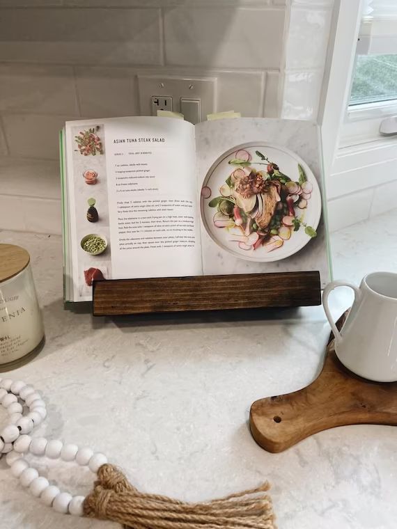 Rustic Dark Walnut Wooden Cookbook Stand Recipe stand | Etsy | Etsy (CAD)