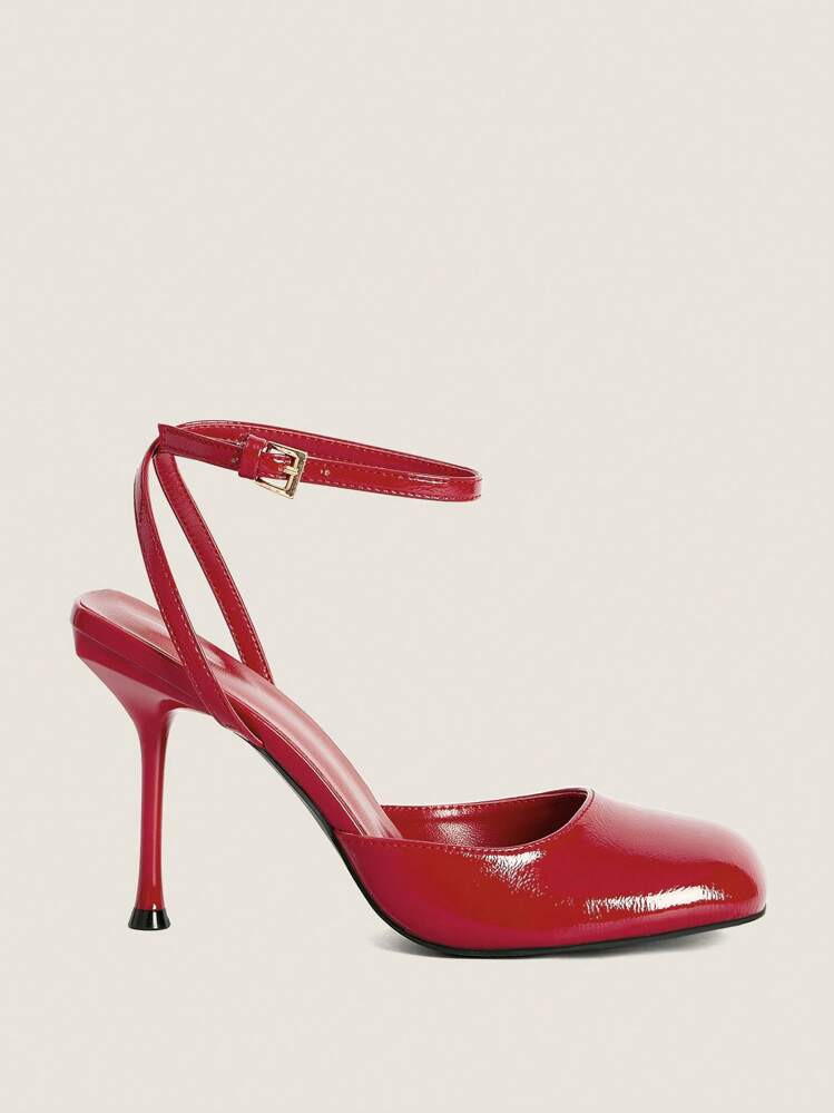 Women's Fashionable Comfortable Elegant Back Strap High Heel Pumps For Christmas | SHEIN
