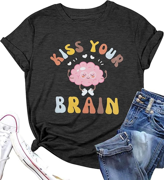FLOYU Women Teacher Shirts Kiss Your Brain Teacher Shirt Special Education Teacher Tops Casual Te... | Amazon (US)