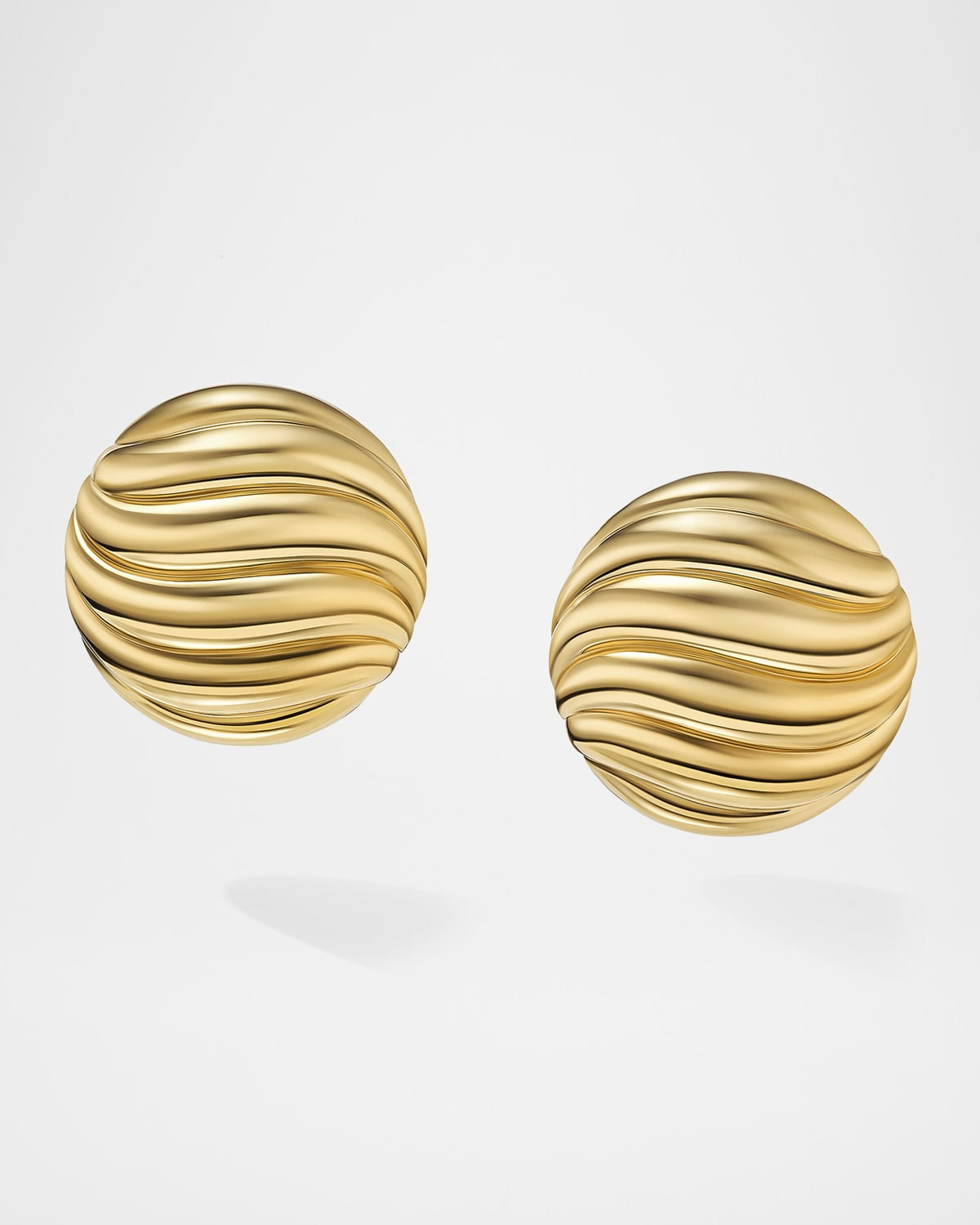 Sculpted Cable Stud Earrings in 18K Gold, 14mm | Neiman Marcus