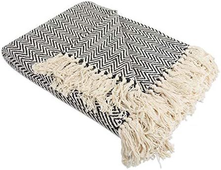 DII Rustic Farmhouse Cotton Chevron Blanket Throw with Fringe For Chair, Couch, Picnic, Camping, Bea | Amazon (US)