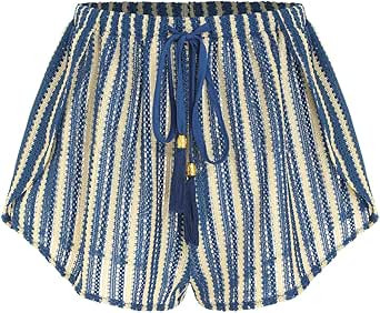 ZAFUL Crochet Cover Up Shorts for Women Beach Swimwear 2026 Boho High Waisted Drawstring Flowy Sw... | Amazon (US)