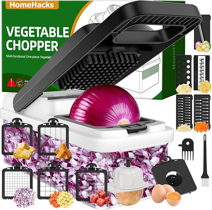 HomeHacks Vegetable Chopper Vegetable Cutter, 15 in 1 Kitchen Gadget, Dicer, Slicer, Onion Cutter... | Amazon (US)