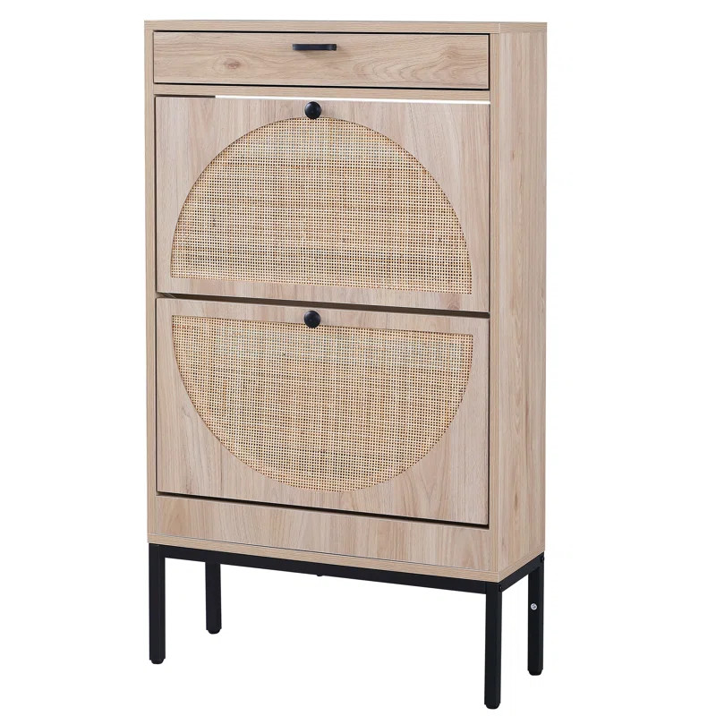 Boho Natural Rattan Shoe Storage Cabinet | Wayfair North America