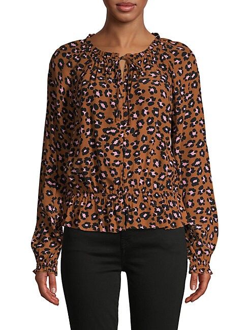 Leopard-Printed Flounce Blouse | Saks Fifth Avenue OFF 5TH
