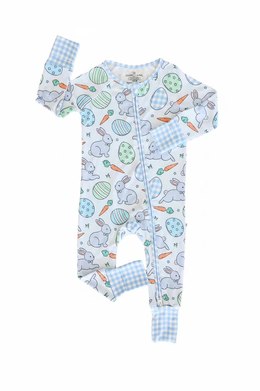 Hoppy Spring Convertible Zip Romper | Blue | Caden Lane
