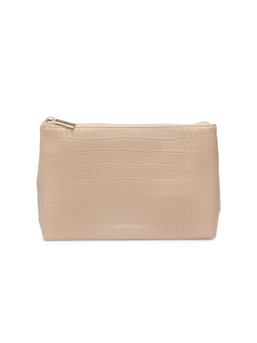 The Snacker Crocodile-Embossed Vegan Leather Pouch | Saks Fifth Avenue
