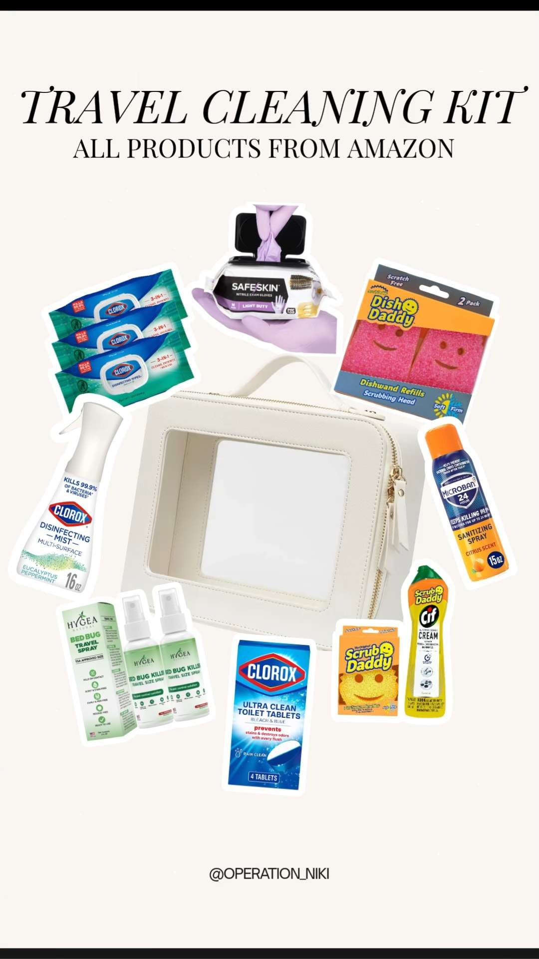 I am packing my ultimate Travel Cleaning Kit From Amazon to make sure every stay is fresh and sanitized. ✈️🧼 There is nothing like the peace of mind that comes with a deep-cleaned space when you are away from home. This kit is loaded with compact essentials that fit perfectly in my luggage without taking up too much room. Whether I am heading to an Airbnb or a hotel, having these tools on hand makes it so easy to stay organized and keep my environment spotless during my spring travels. ☁️✨ Follow for more @OPERATION_NIKI on IG, TikTok, & Facebook #TravelCleaningKit #AmazonTravel #CleanTravel #TravelEssentials #SpringTravel #TravelHacks #OrganizedTravel #OperationNiki #AmazonFinds #TravelTips #HomeOrganization #TravelMustHaves #CleanOnTheGo 

 

#LTKHome #LTKTravel